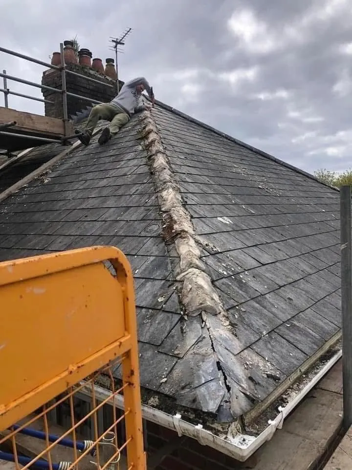 Slate roof ridge and chimney repair in Redruth